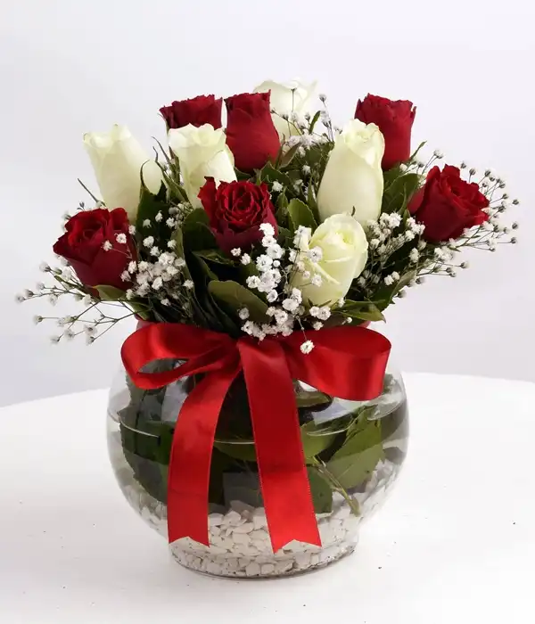 Gül Buketi cam fanus