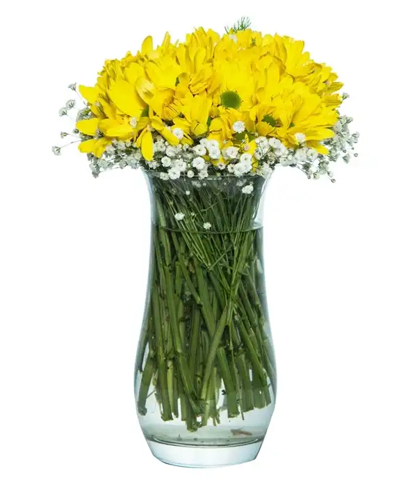 Sarı Biçmeler Cam Vazoda